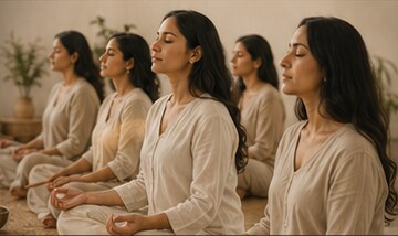 Women resting in meditation